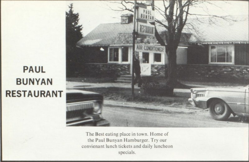 Paul Bunyan Restaurant - 1975 Yearbook Ad (newer photo)
